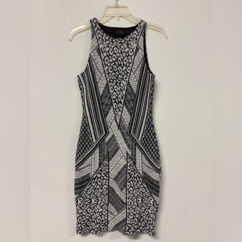 Hale Bob Geo black Multi Sleeveless Mini Summer Dress Size S